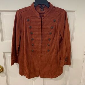 Multiples Women’s Faux Suede Military Button Style Blazer Jacket Fall Size Small